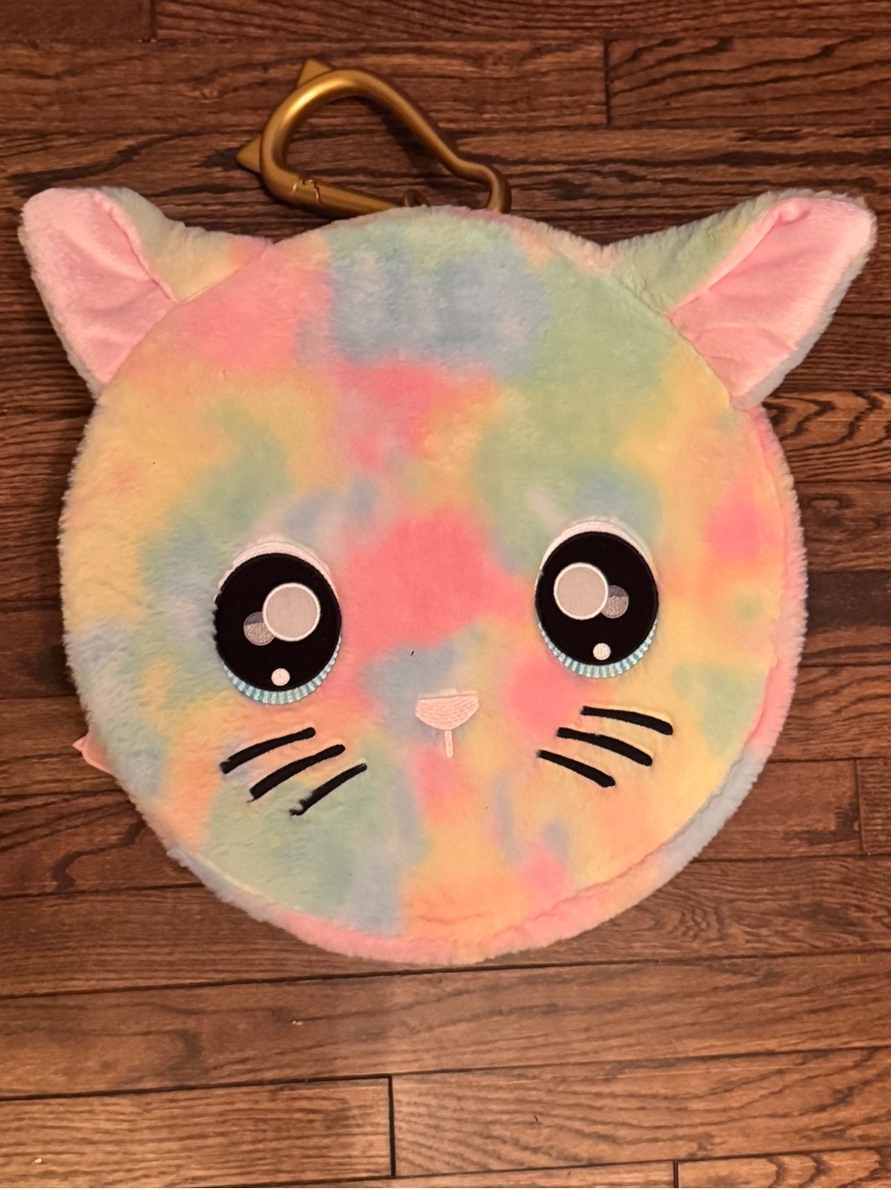 Large Plush Furry Tie Dye Rainbow Cat Storage Case